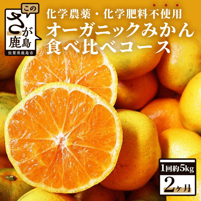 【ふるさと納税】オーガニック みかん 食べ比べ コース（毎月1回約5kg×2ヶ月お届け）定期便 ミカン 蜜柑 果物 フルーツ 国産 有機栽培 佐賀県 鹿島市 送料無料 【11月と12月に月1回（計2回）】 D-78