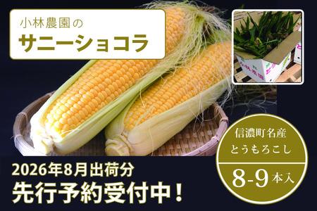【2026年夏の予約受付開始！】 小林農園のとうもろこし（8～9本セット）信濃町産サニーショコラ｜令和8年8月上旬からのお届け予定　生産者直送 2026年夏出荷分 先行予約【長野県信濃町ふるさと納税】