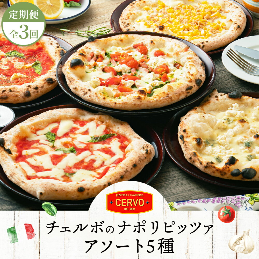 【ふるさと納税】【定期便3回】 チェルボ 石窯ピッツァ アソート5種 セット ピザ ピッツァ 石窯ピザ マルゲリータ クワトロフォルマッジ マリナーラ バンビーノ ジェノベーゼ 5枚 計15枚 定期便 3回 ふるさと納税 北海道 恵庭市【43008101】