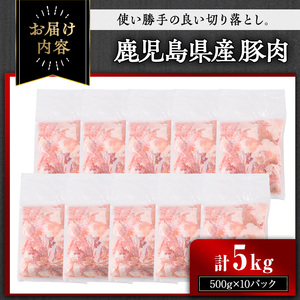 【訳あり】鹿児島県産 豚肉 切り落とし(計5kg・500g×10パック)【おきどき】A458-v04