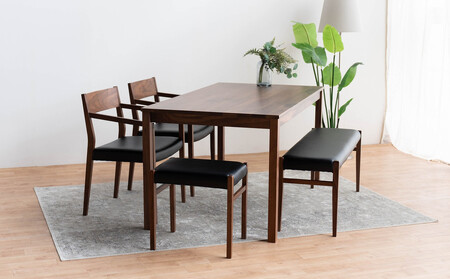 DT01 DC02 BC01 ST01 5点 ダイニングセット ウォールナット オールマイティブラック テーブル 椅子 ベンチ スツール