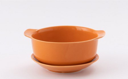 カラフル グラタン皿 丸型  オレンジ イエロー 2色set【新日本製陶】[NAZ404] 肥前吉田焼 焼き物 やきもの 器 うつわ 皿 さら