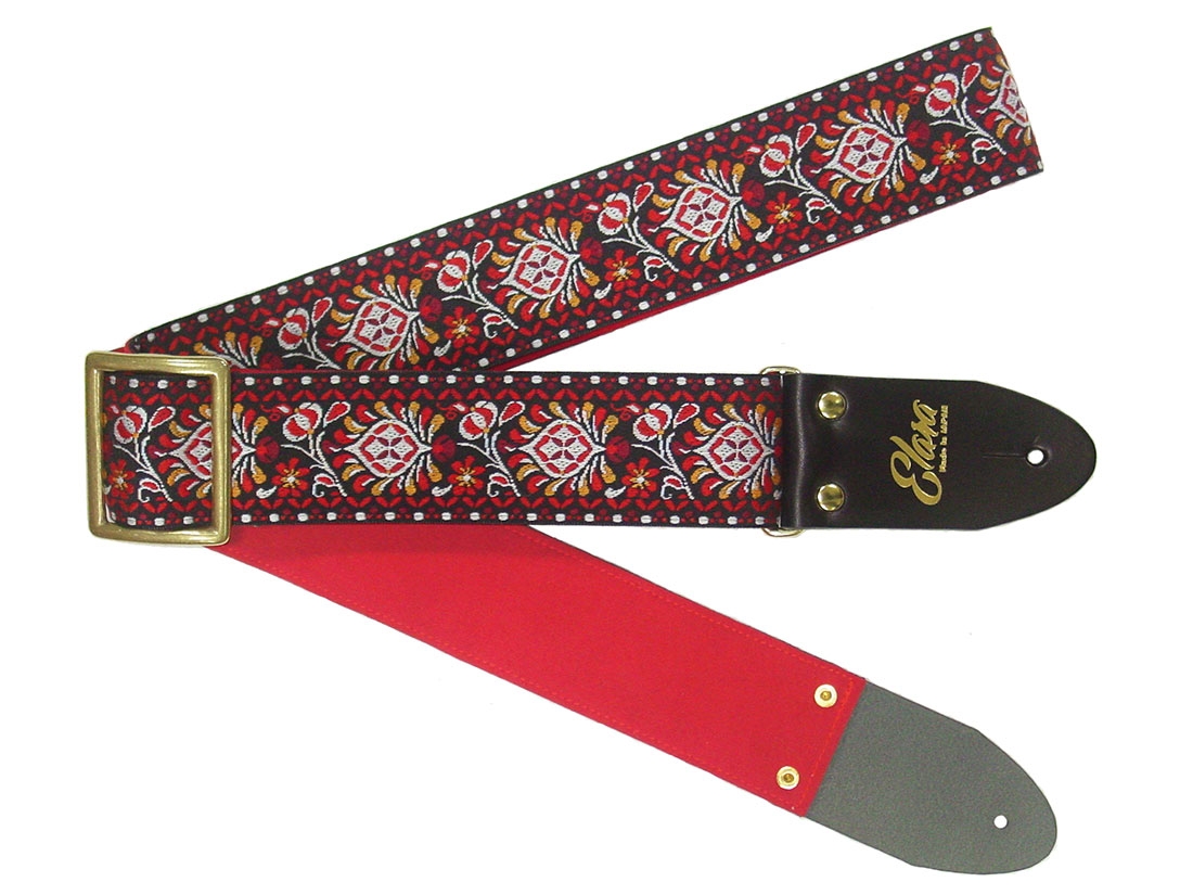 
            【ギターストラップ】 Elara Straps Peacock Queue Red 郡上市 レザー 真鍮バックル ウルトラスエード プロ仕様 エレキ アコギ ベース Ksound 小林楽器店
          