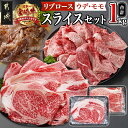 【ふるさと納税】宮崎牛スライスセット1kg - 宮崎牛 リブローススライス ウデ・モモスライス 各500g 牛肉 スライス すき焼き 冷凍 送料無料 AC-2526【宮崎県都城市は2年連続ふるさと納税日本一！】