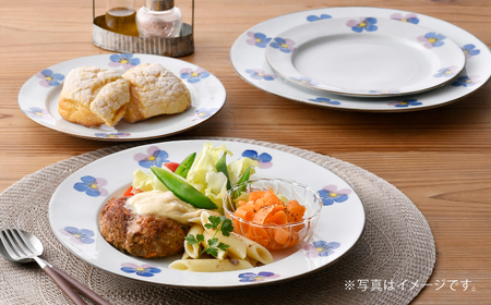 【波佐見焼】パンジー リムプレート M・L各2枚 計4枚セット[QC80]