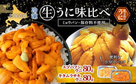 うに食べ比べ 生うに エゾバフンウニ キタムラサキウニ うに食べ比べ【80g×各1個】