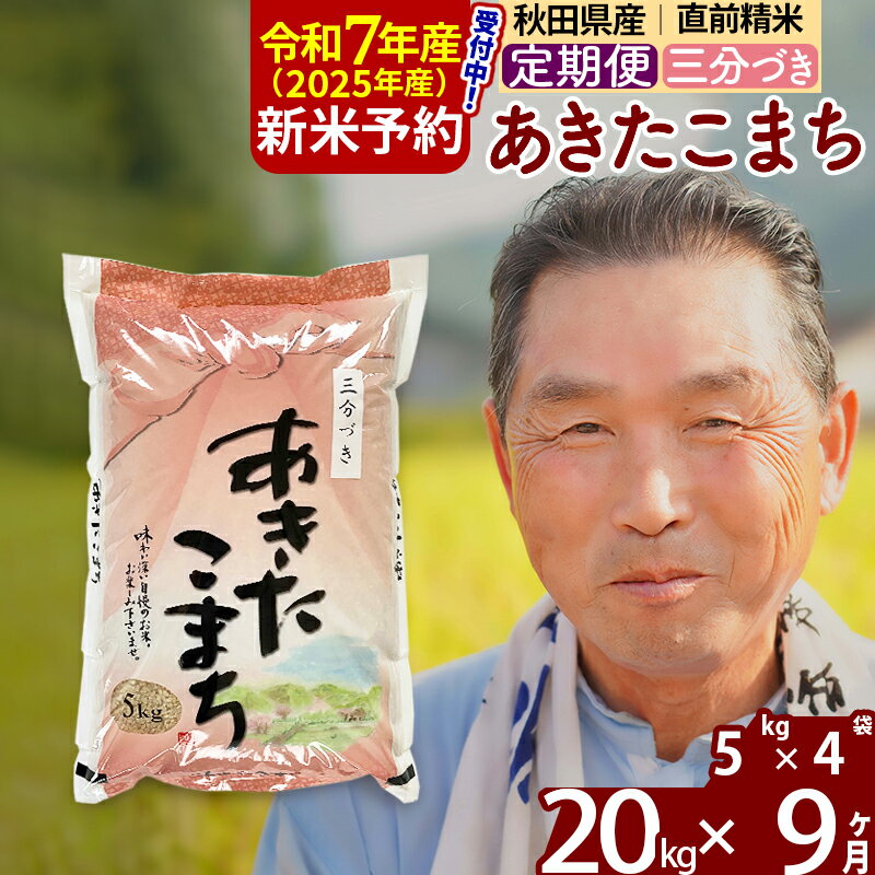 【ふるさと納税】※令和7年産 新米予約※《定期便9ヶ月》秋田県産 あきたこまち 20kg【3分づき】(5kg小分け袋) 2025年産 お届け時期選べる お届け周期調整可能 隔月に調整OK お米 おおもり