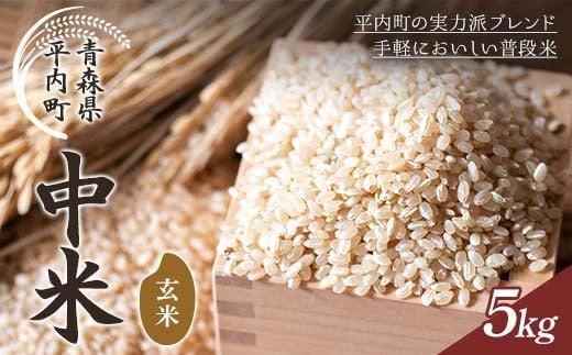 青森県 平内町産 お米 中米 ブレンド 5kg （玄米） 米 お米 おこめ コメ 精米 ご飯 ごはん ブレンド米 ブランド米 東北 青森県 F21J-311