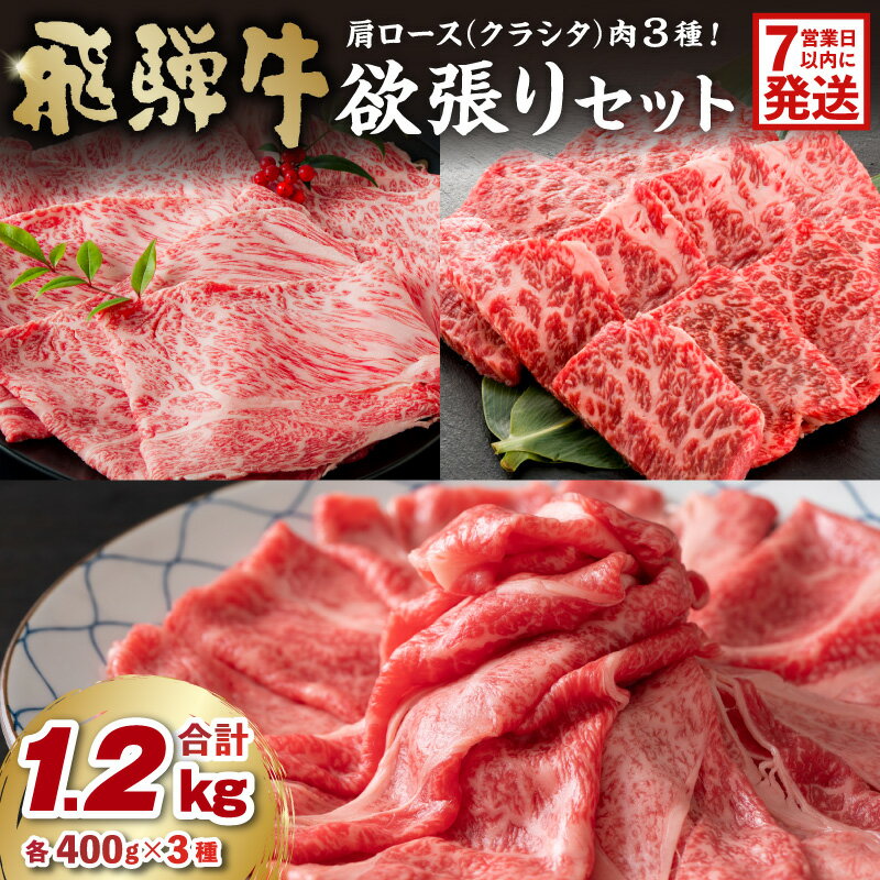 【ふるさと納税】飛騨牛セット　肩ロース（クラシタ）肉（すき焼き用・しゃぶしゃぶ用・焼き肉用）各400g 岐阜県 可児市 お肉 肉 牛肉 ブランド牛 ブランド和牛 柔らかい 旨味 霜降り お取り寄せ グルメ 送料無料