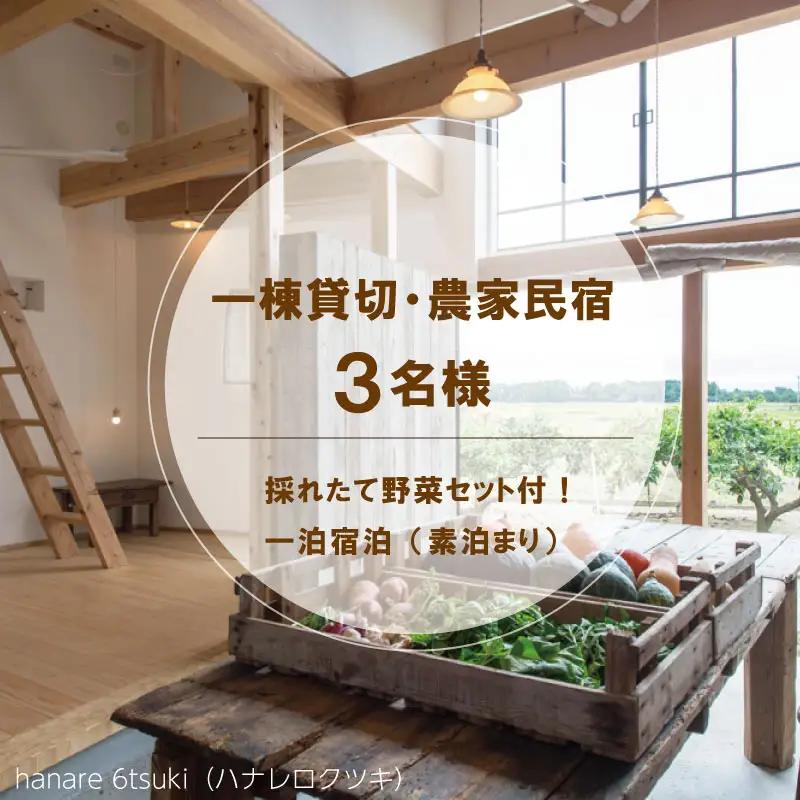 一棟貸切農家民宿 ( 3名様 ） 採れたて 野菜セット付！ hanare 6tsuki (ハナレロクツキ） 一泊宿泊 (素泊まり）