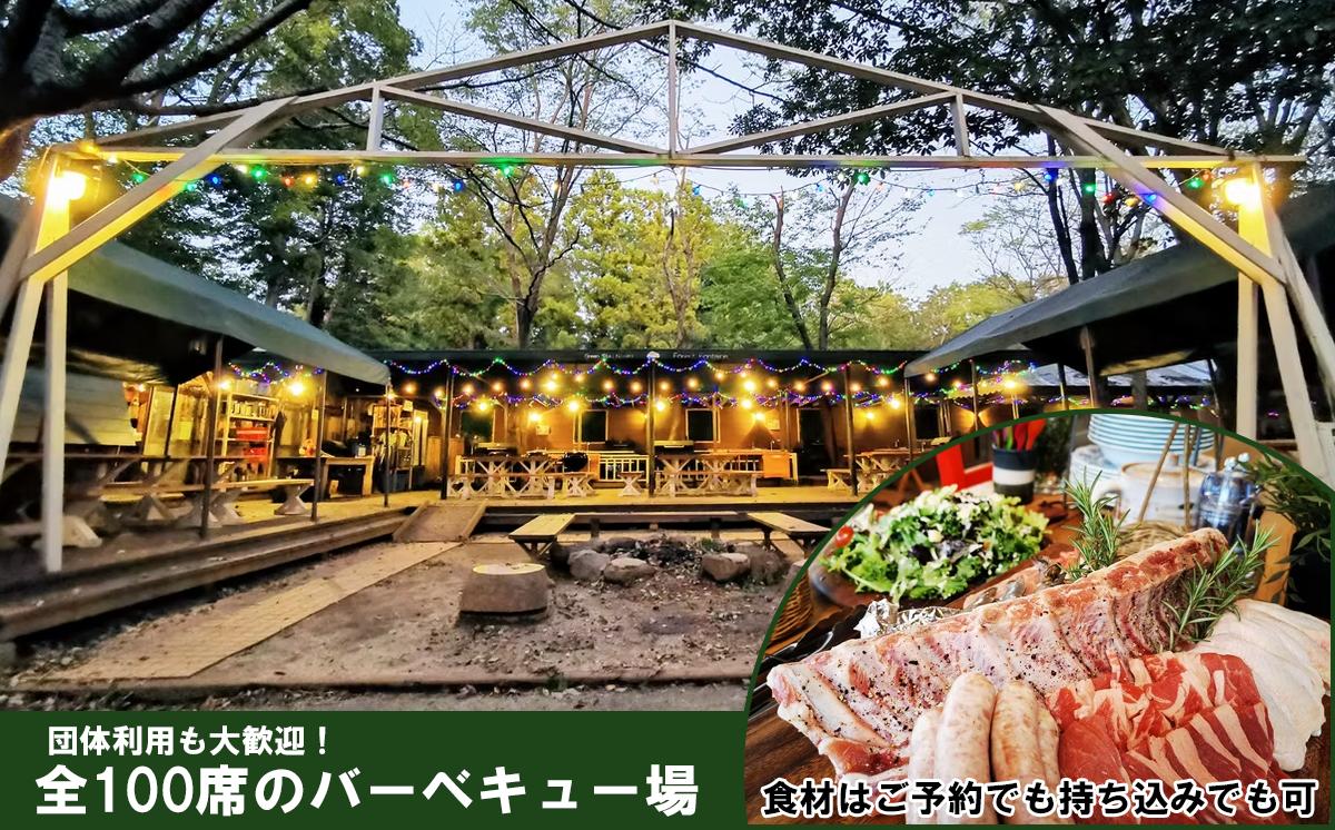 キャンプ&バーベキュー「フォンテーヌの森」 施設利用券 6,000円分【 キャンプ 宿泊 体験 体験型 バーベキュー アウトドア BBQ 夏休み GW 子供 家族 お出かけ 茨城県 つくば市 】