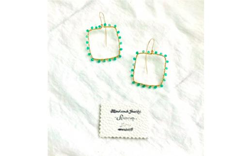 ロング フックピアス Mint frame K14gf