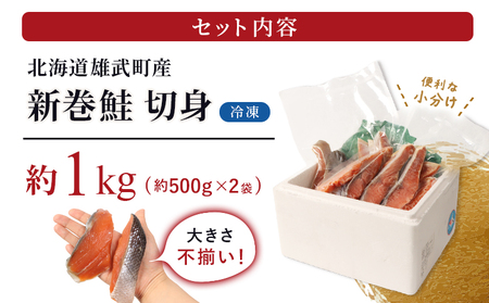 北海道産 新巻鮭切身1kg 不揃い【12437】