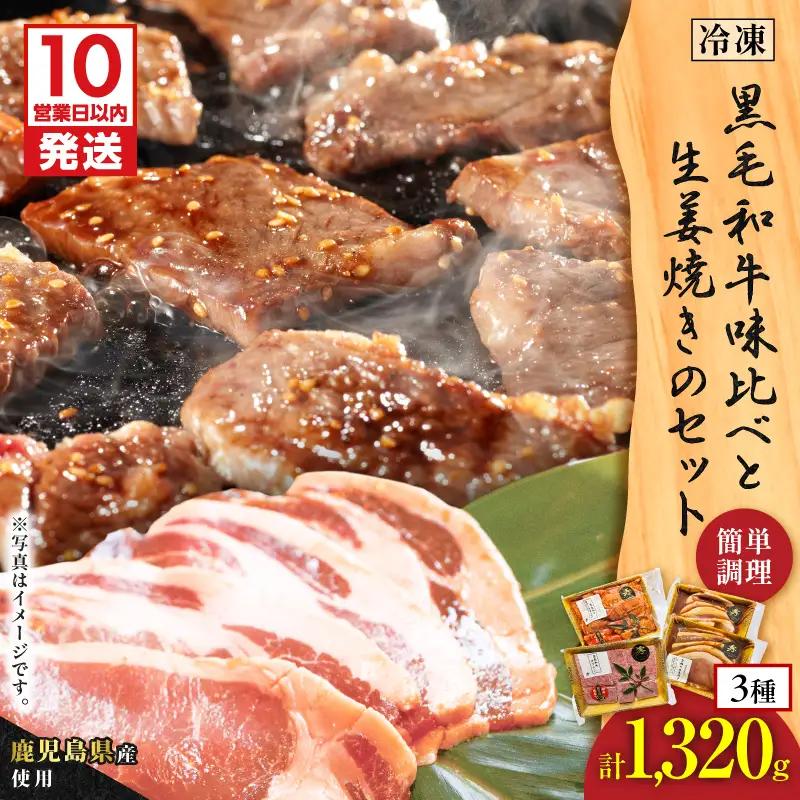 【10営業日以内に発送】黒毛 和牛 味比べ と 生姜焼き の セット K265-006 スピード配送 最短 すぐ届く お急ぎ