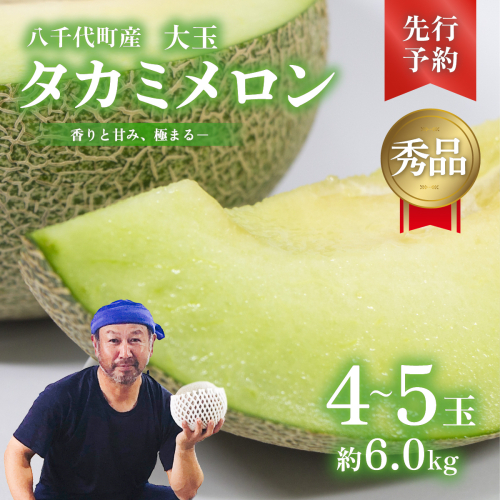 【 先行予約 2026年6月上旬以降発送】 令和8年産 八千代町産 タカミメロン 秀品 4-5玉 約6kg 期間限定 産地直送 果物 フルーツ メロン 甘い 人気 タカミ 貴味 [AX063ya]