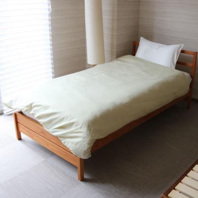 ふるさと納税 都留市 一重ガーゼやさしい和晒掛けふとんカバー ダブルサイズ グリーン 1枚