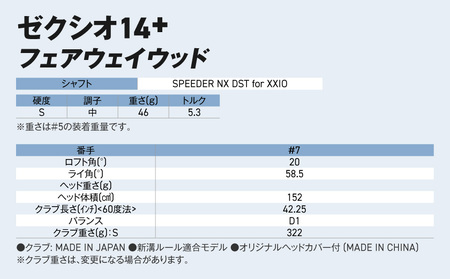 ゼクシオ 14＋ フェアウェイウッド【7/S】《2025年モデル》ゴルフボールセット_GY-C702-7S