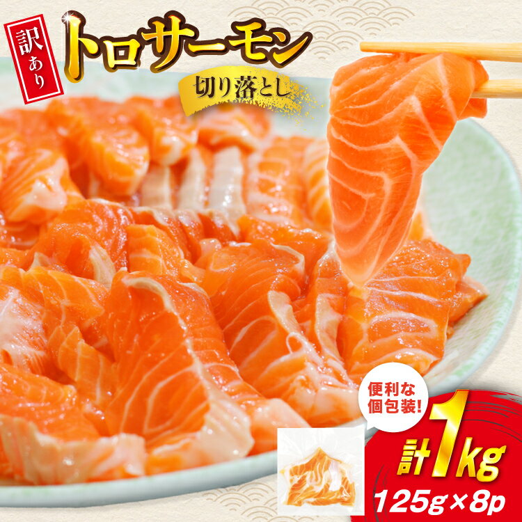 【ふるさと納税】訳あり トロサーモン 切り落とし 1kg (125g×8p) [足利本店 宮城県 気仙沼市 20565168] 魚介類 魚 海鮮 鮭 お刺し身 刺し身 刺身 チリ銀鮭 銀鮭 個包装 小分け 冷凍 訳アリ わけあり