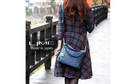 LIME（ライム）　シルクレザー　2wayショルダーバッグ　ネイビー