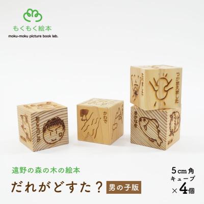 ふるさと納税 遠野市 遠野の森の木の絵本 「 だれがどすた? 男の子版 」 木製おもちゃ 遠野市 もくもく絵本研究所