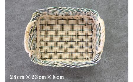籐の角形手編みかご　手つき（大）[カラーラタン彩都] 雑貨 日用品 福祉用品 