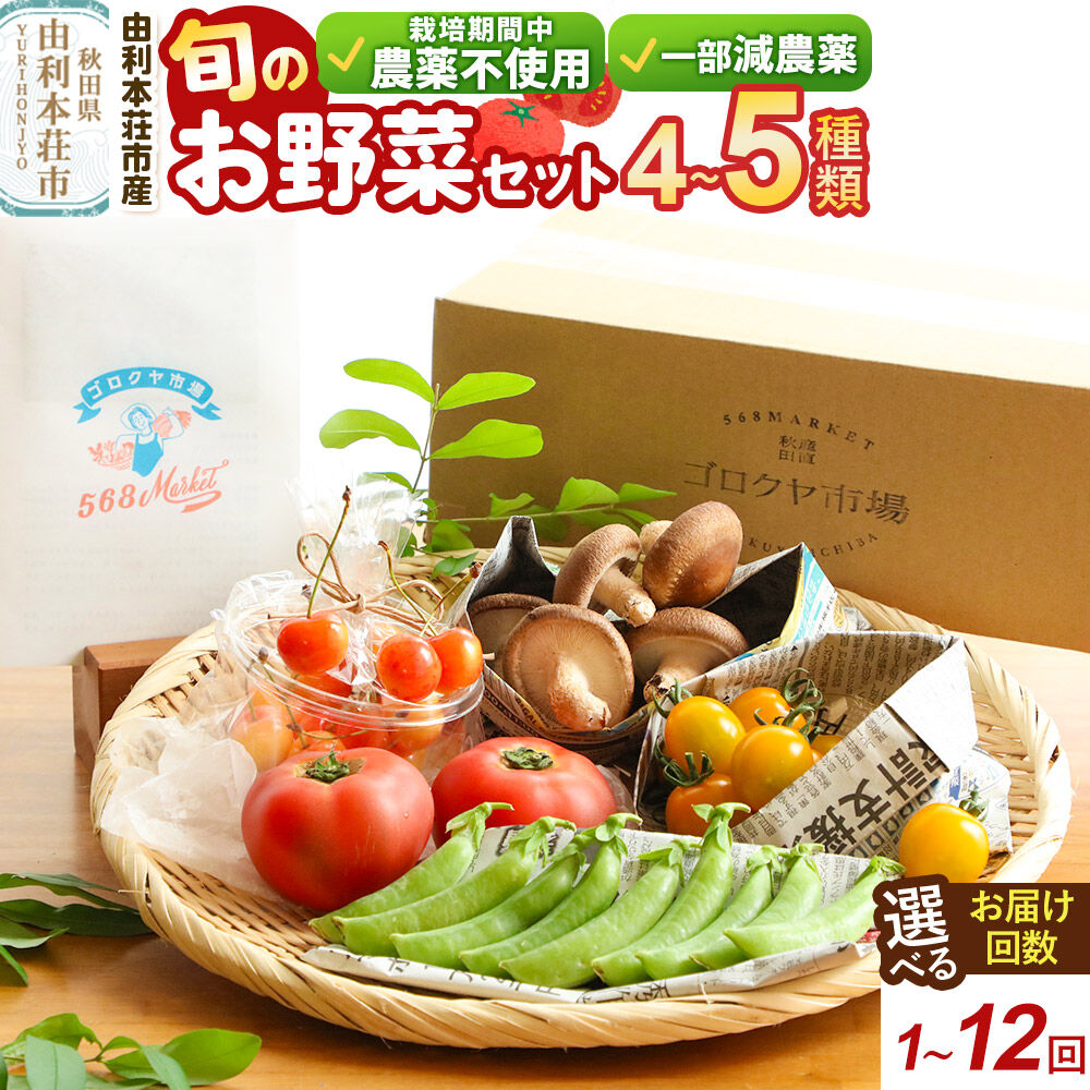 【ふるさと納税】旬のお野菜セット【選べるお届け回数：1回／3回／6回／12回】定期便 秋田県 由利本荘市産 栽培期間中農薬不使用 減農薬 [野菜 セット 季節野菜 旬野菜 お野菜 山菜 果物 栽培期間中 農薬不使用 春夏秋冬 秋田県 由利本荘市]