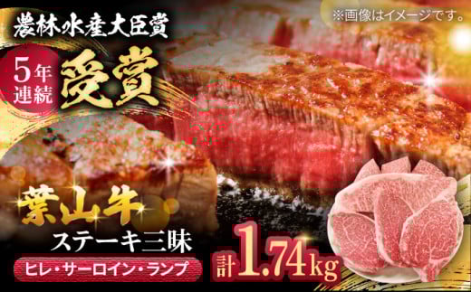 ヒレ ステーキ【数量限定】葉山牛ステーキ三昧 計1.74kg (ヒレ 150g×3枚 サーロイン 250g×3枚 ランプ 180g×3枚) / 牛肉 和牛 ヒレ サーロイン ランプ ステーキ ステーキ肉 食べ比べ  神奈川県 特産品 葉山町 【(有)葉山旭屋牛肉店】 [ASAP005]