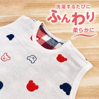 6重ガーゼ寝袋（トリコロールガーゼ）_子供服 スリーパー 6重 トリコロール ガーゼ オールシーズン 寝袋 くま柄 赤ちゃん ベビー ファッション 子供用 男の子 女の子 出産祝い 赤ちゃんの城  通