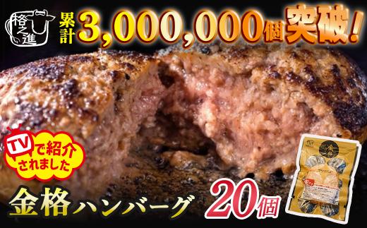 格之進 金格ハンバーグ 20個 冷凍 小分け 個包装 高級 国産 お惣菜 おかず お弁当 無添加ハンバーグ 国産牛 合挽き 無添加 黒毛和牛 高級 お取り寄せ 肉 ギフト 人気 岩手県 一関市 弁当 冷凍食品 惣菜 はんばーぐ hannba-gu