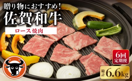 【6回定期便】佐賀和牛 ロース 焼肉 1.1kg 【一ノ瀬畜産】[NAC135] 黒毛和牛 牛肉 佐賀 嬉野 牛肉焼肉 牛肉焼き肉 牛肉BBQ 牛肉ロース