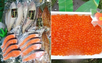 NO12三陸産いくら250gと秋サケ干物 4種セット〈07〉ｻｹｻﾝﾏｶﾚｲ 