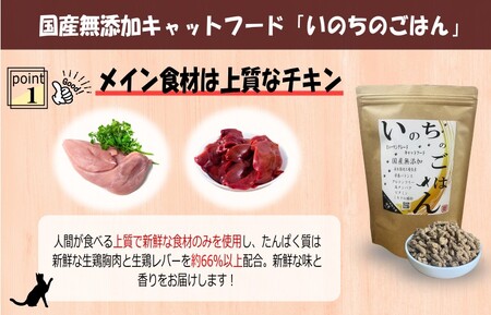 【定期便】国産 無添加 キャットフード「いのちのごはん」1kg×全3回【毎月配送コース】