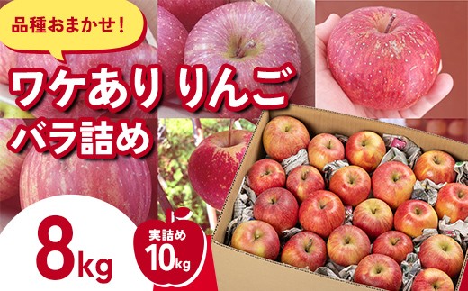 《先行予約 2026年度発送》品種おまかせワケありりんごバラ詰め8kg(実詰め10kg)  りんご リンゴ 林檎 デザート フルーツ 果物 くだもの 果実 食品 山形県 FSY-1858