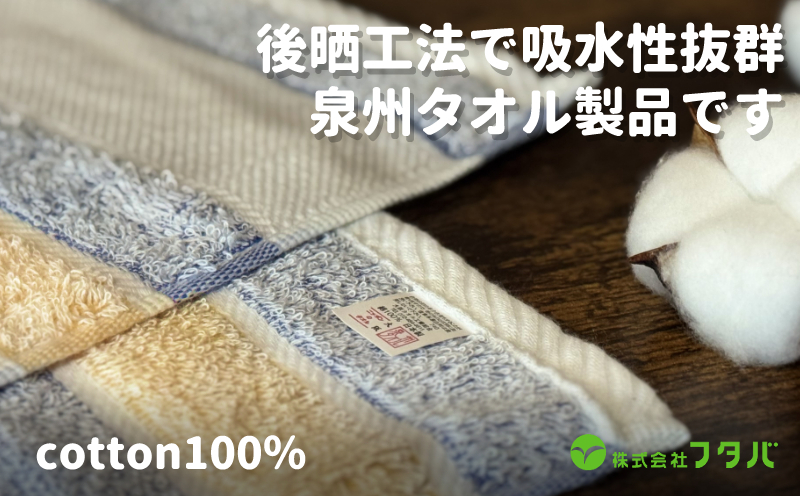 フェイスタオル6枚 サニーボーダー（シトラスブルー） G3216