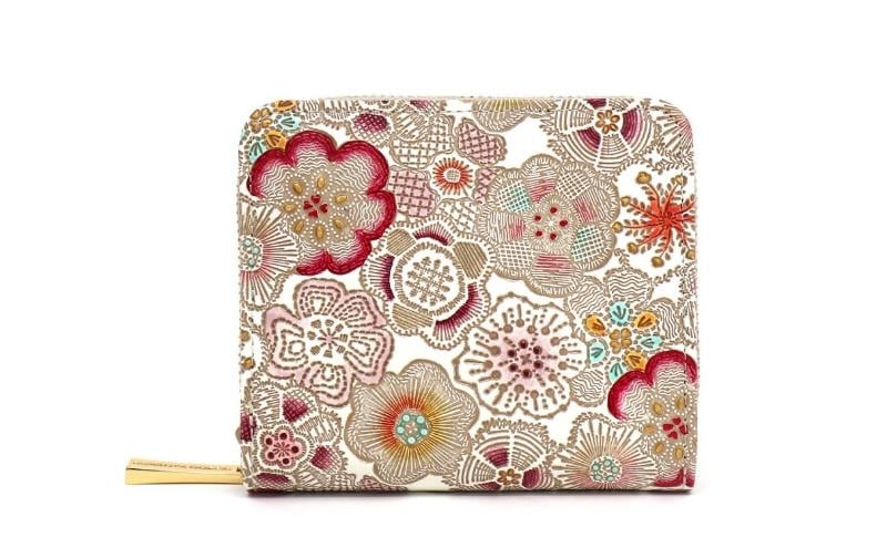 
            【文庫屋大関】二つ折りファスナーミニ財布 春らんまん＜茜＞【皮革工芸品】財布 二つ折り 小物 お札 カード 小銭 コンパクト 牛革 手作り 日本製 墨田区 東京都 [№5619-2034]
          