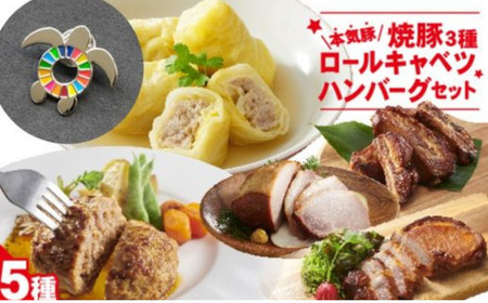 【SDGｓカメバッチ】と【本気豚焼豚３種・ロールキャベツ・ハンバーグセット】