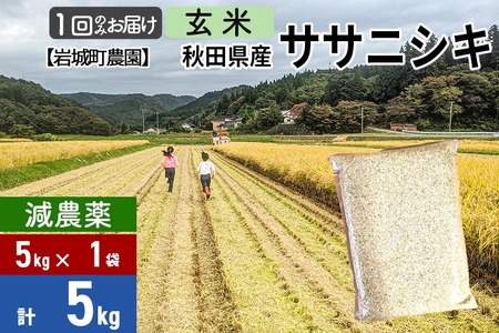 【玄米】〈減農薬〉秋田県由利本荘市産 ササニシキ 5kg(5kg×1袋) 令和6年産 新鮮パック 低農薬