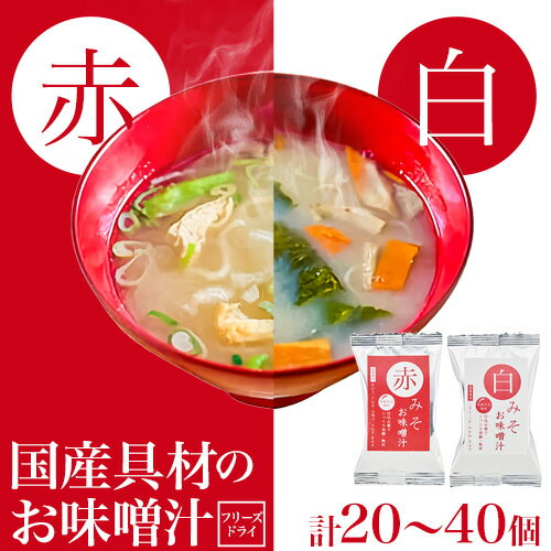 【ふるさと納税】フリーズドライ 味噌汁 国産具材の赤白お味噌汁20食or 24食 or 30食 or 40食 株式会社味季屋《30日以内に出荷予定(土日祝除く)》 和歌山県 日高町 みそ 赤味噌 白みそ インスタント あごだし かつおだし