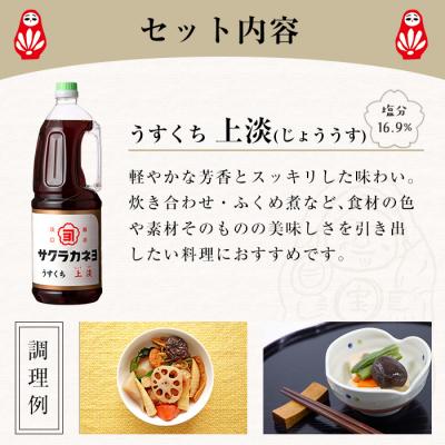 ふるさと納税 いちき串木野市 サクラカネヨのうすくち醤油「上淡(じょううす)」 (1.8L×6本) !香りが良く旨い淡口セット! |  | 01