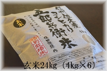【令和7年産・玄米24kg（4kg×6袋）】 特別栽培米 五郎兵衛米〈2025年9月中旬頃～順次発送〉 先行予約 新米 信州こしひかり コシヒカリ こしひかり 長野県 佐久市