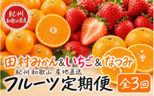 
                  【全3回】紀州和歌山産旬のフルーツ定期便 (田村みかん・いちご・なつみ) 【tkb374】
                