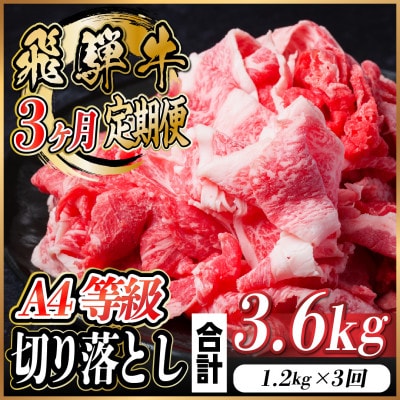 【毎月定期便】飛騨牛 A4等級 切り落とし 計3.6kg全3回【配送不可地域：離島】【4055982】