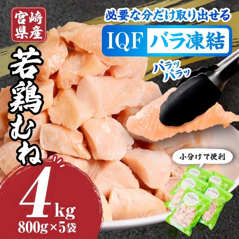 鶏肉 むね肉 鶏肉[宮崎県産 若鶏 4kg 800g×5袋]