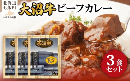 ビーフカレー　3個 【 ふるさと納税 人気 おすすめ ランキング 大沼牛 和牛 国産 国産牛 カレー レトルト レトルトカレー 総菜 簡単 即席 備蓄 北海道 七飯町 送料無料 】 NAO063