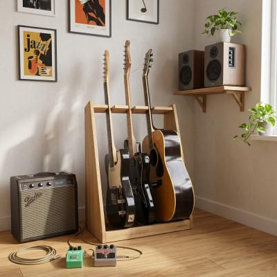 ふるさと納税 横手市 WOOD WORKS ギタースタンド エレキギター・ベース用3本掛【本体:ライトブラウン】 |  | 01