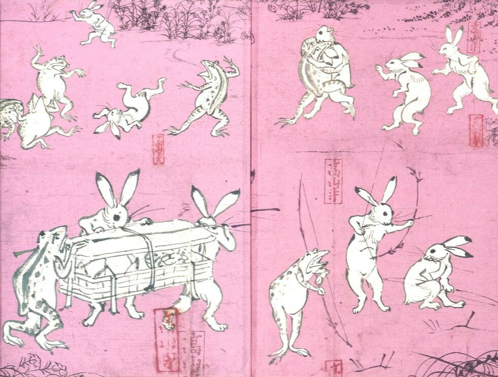 【ふるさと納税】【芸艸堂】和綴じ製本の御朱印帳（鳥獣戯画・兎）＆てぬぐい（白地に赤千鳥） | 京都 お土産 和綴じ 御朱印 手ぬぐい 老舗 ご当地 ギフト お祝い 内祝い 芸艸堂 京都府 京都市