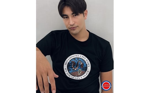 南相馬市 マンホールTシャツ 黒 Mサイズ | マンホール Tシャツ 半袖 おしゃれ かわいい かっこいい メンズ レディース ユニセックス 福島 南相馬