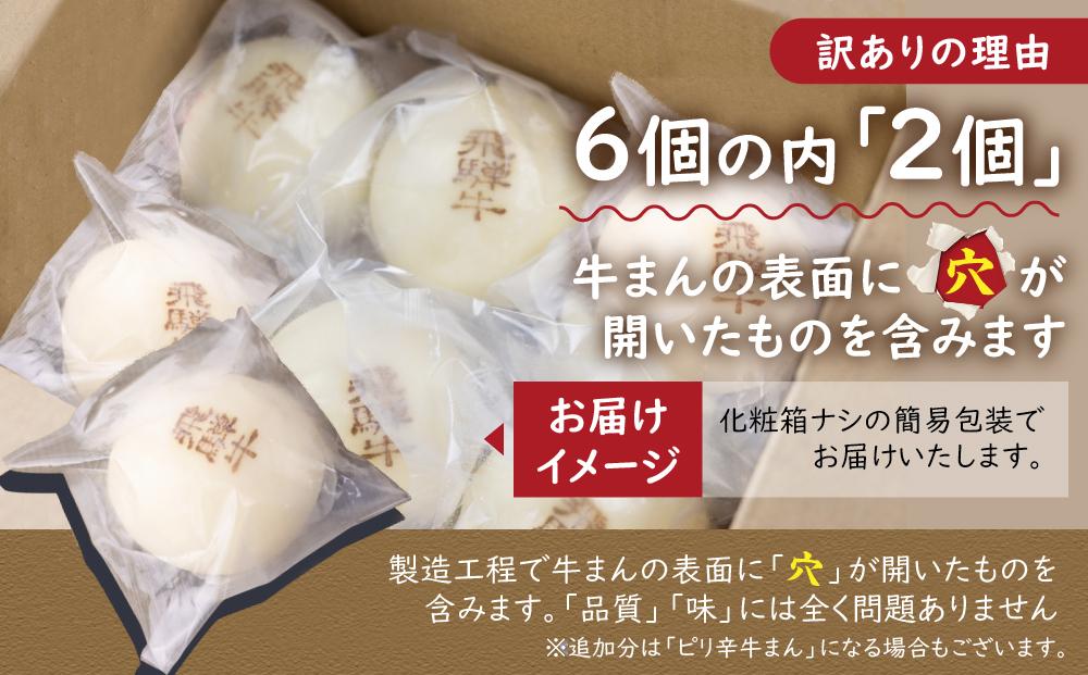 訳あり 飛騨牛まん 6個セット |  中華まん にくまん 牛まん 飛騨牛 簡易包装 惣菜 飛騨高山 間食 おやつ 清水弥生堂  TR4154