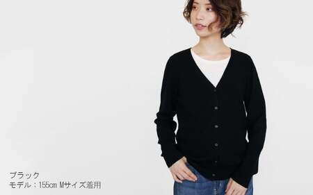 カシミヤニット Vネックカーディガン ( ブラック・M ) レディース