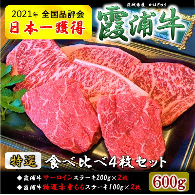 【ふるさと納税】ご当地牛 霞浦牛(かほぎゅう) ステーキ食べ比べ4枚セット(200g×2枚/100g×2枚)【配送不可地域：離島】【1704738】